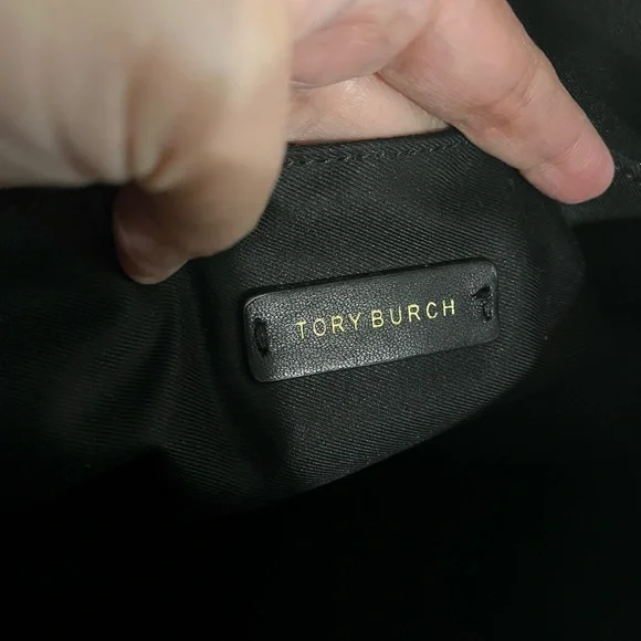 TORY BURCH BLACK KIRA CHEVRON POUCH